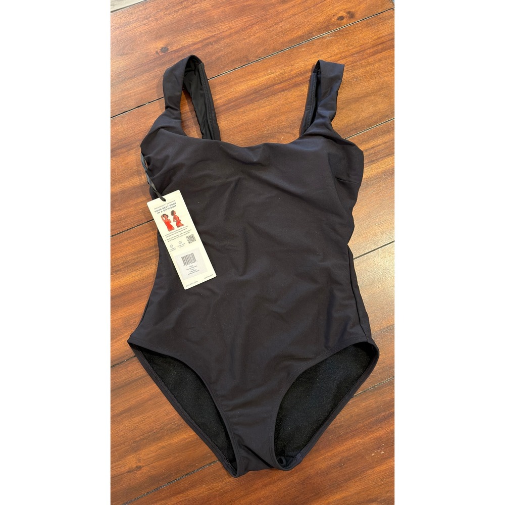 Stylest Dreamsculpt Square Neck Tank One Piece Swimsuit Caviar Black SW60 XS NEW
